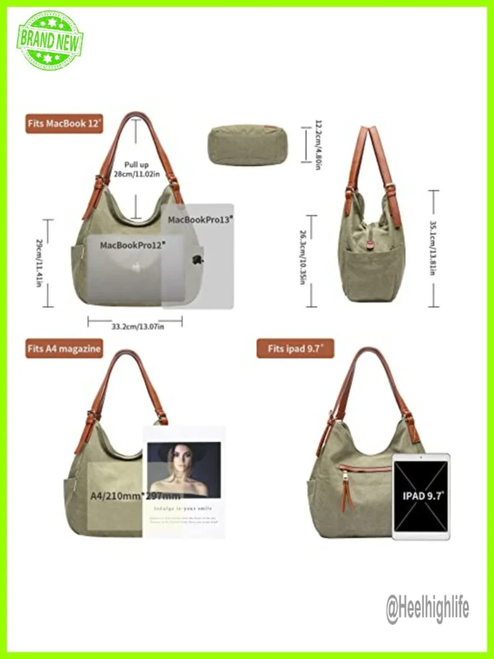 Canvas Hobo Purse Multi Pocket Tote Shopper Shoulder Bag Embroidery Ethnic